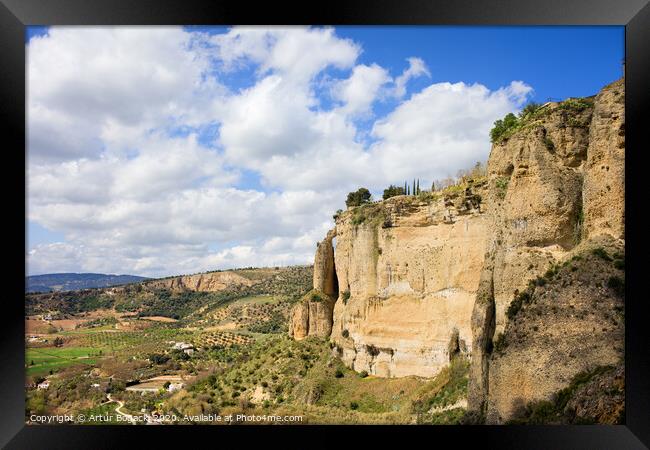 Andalusia Landscape With Ronda Cliff Framed Print by Artur Bogacki