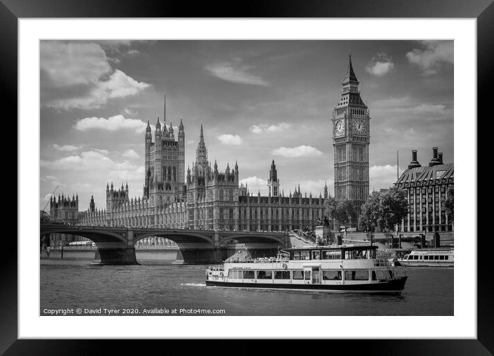 Historical Westminster: Parliament on Thames Framed Mounted Print by David Tyrer