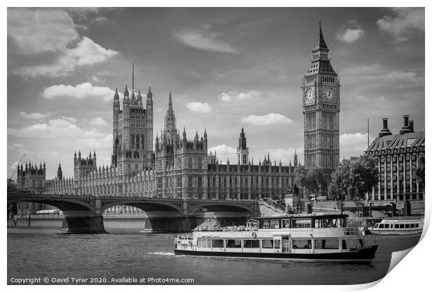 Historical Westminster: Parliament on Thames Print by David Tyrer