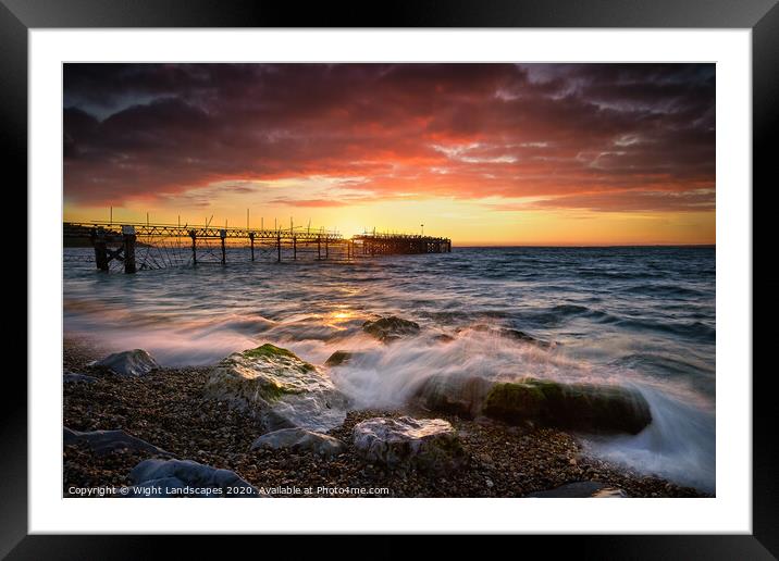 Old Totland Pier Sunset Framed Mounted Print by Wight Landscapes