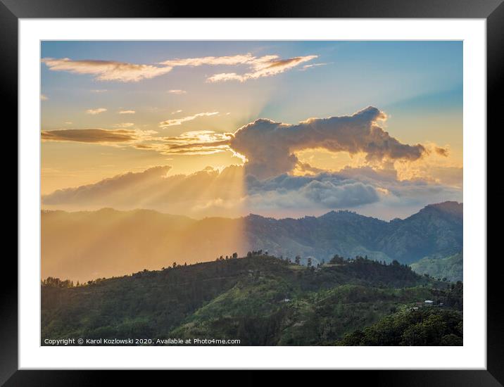 Blue Mountains at sunset, Jamaica Framed Mounted Print by Karol Kozlowski