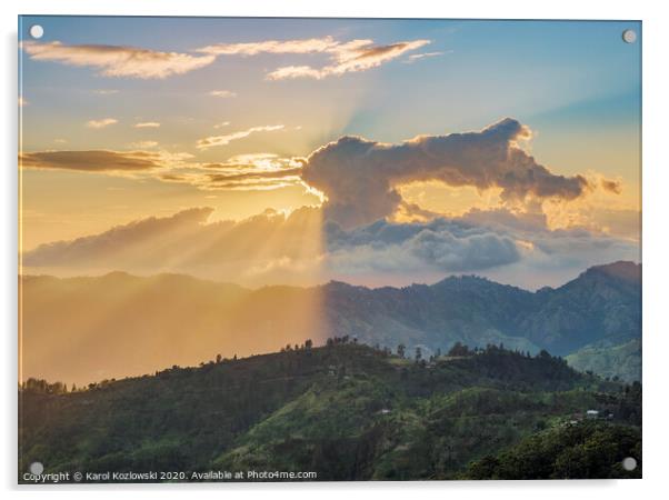 Blue Mountains at sunset, Jamaica Acrylic by Karol Kozlowski
