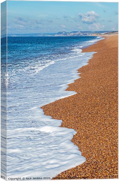 Chesil Beach at West Bexington on the Dorset coast Canvas Print by Nick Jenkins