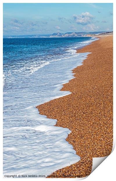 Chesil Beach at West Bexington on the Dorset coast Print by Nick Jenkins