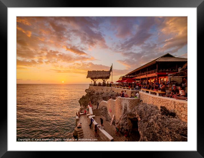 Rick's Cafe at sunset, Negril, Jamaica Framed Mounted Print by Karol Kozlowski