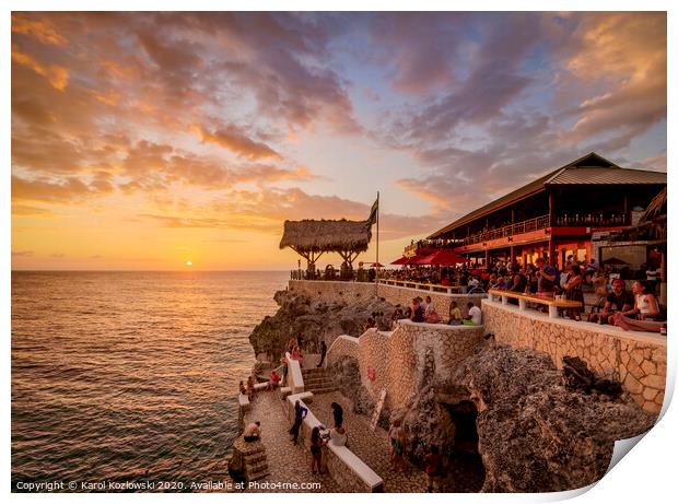 Rick's Cafe at sunset, Negril, Jamaica Print by Karol Kozlowski