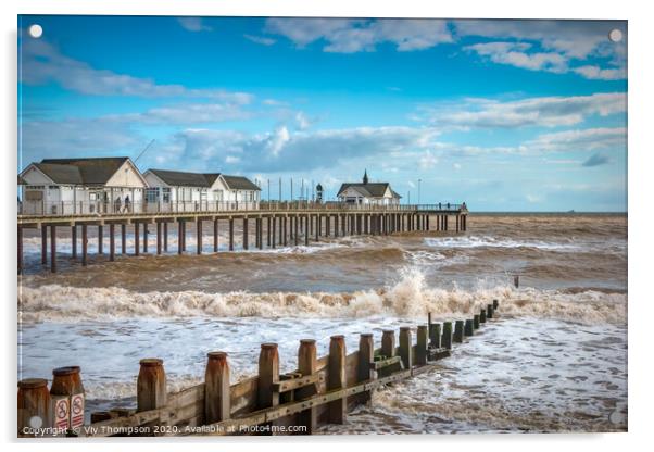 The Enchanting Southwold Pier Acrylic by Viv Thompson