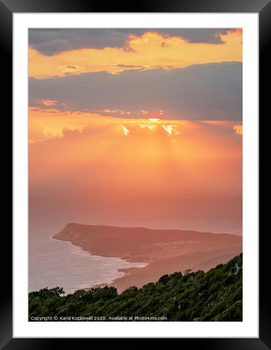 Sunset at Lovers Leap, Saint Elizabeth Parish, Jamaica Framed Mounted Print by Karol Kozlowski