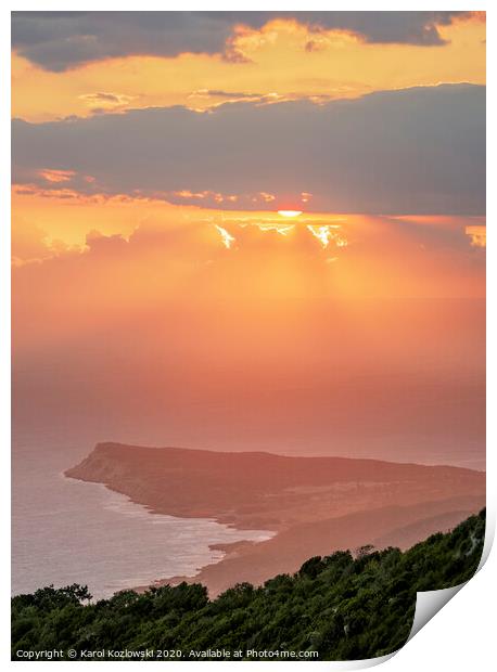 Sunset at Lovers Leap, Saint Elizabeth Parish, Jamaica Print by Karol Kozlowski