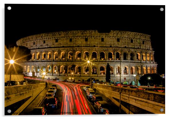 Colosseum at night Acrylic by Craig Burley