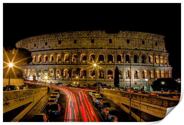 Colosseum at night Print by Craig Burley