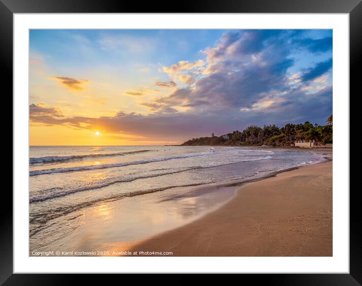 Frenchman's Beach at sunset, Treasure Beach, Jamaica Framed Mounted Print by Karol Kozlowski