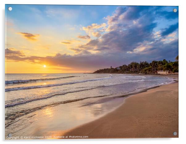 Frenchman's Beach at sunset, Treasure Beach, Jamaica Acrylic by Karol Kozlowski