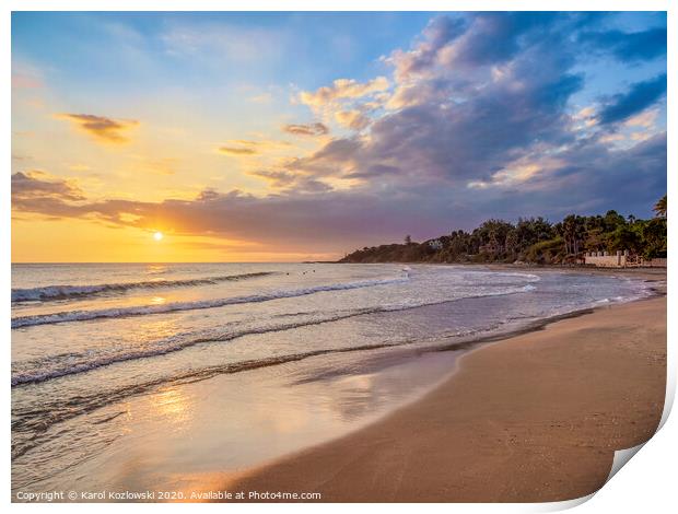 Frenchman's Beach at sunset, Treasure Beach, Jamaica Print by Karol Kozlowski