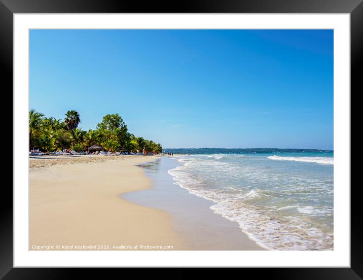 Seven Mile Beach in Negril Jamaica Framed Mounted Print by Karol Kozlowski