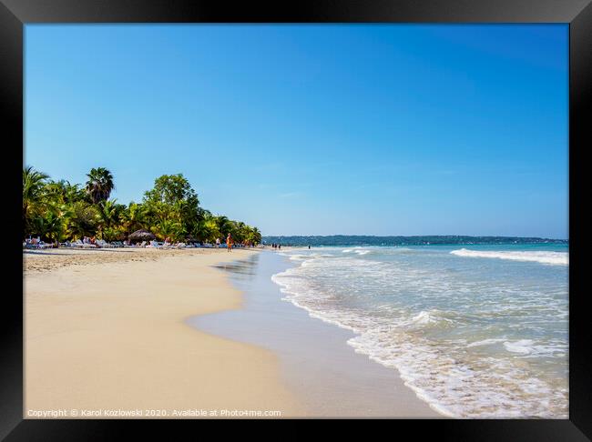 Seven Mile Beach in Negril Jamaica Framed Print by Karol Kozlowski