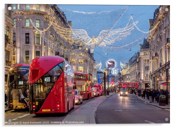 Regent Street with Christmas Illuminations, London, England, United Kingdom Acrylic by Karol Kozlowski