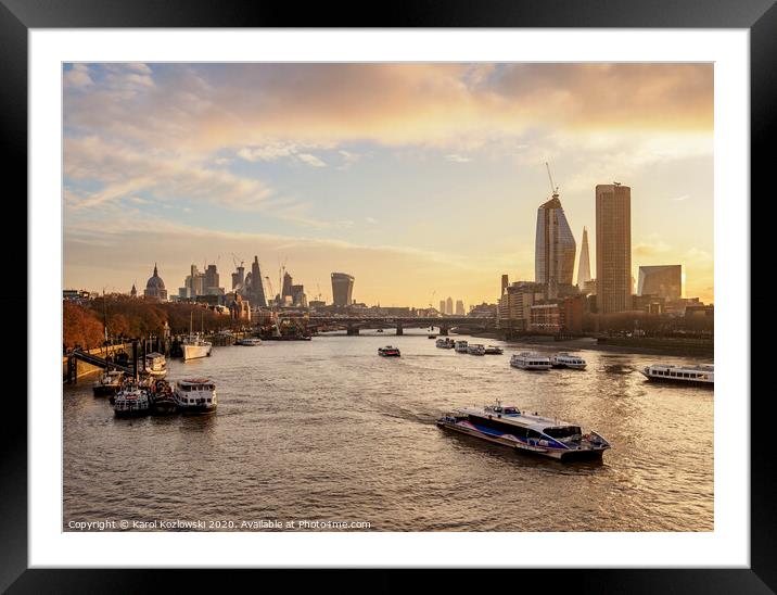 River Thames in London Framed Mounted Print by Karol Kozlowski