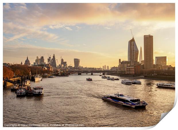 River Thames in London Print by Karol Kozlowski