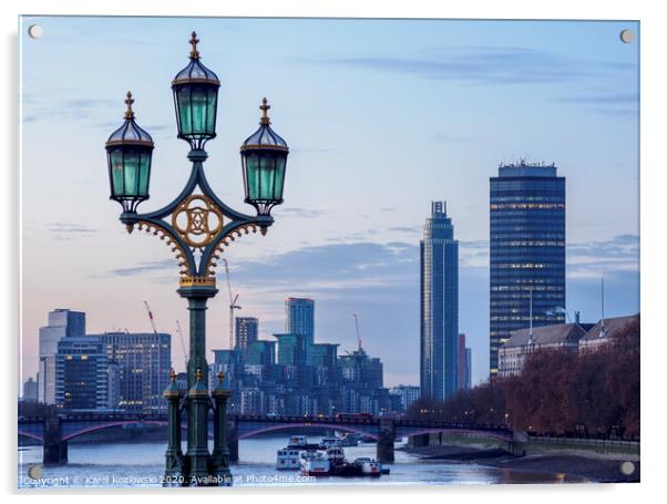 View towards Lambeth Bridge and Vauxhall in London Acrylic by Karol Kozlowski