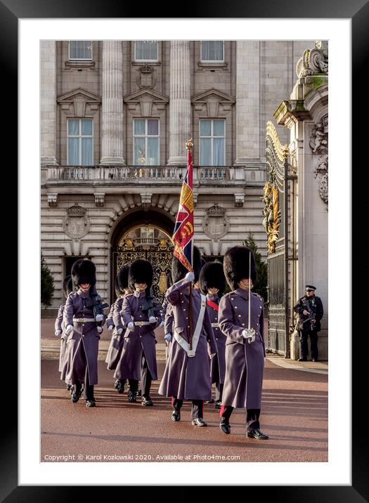 Changing of the Guard at the Buckingham Palace in London Framed Mounted Print by Karol Kozlowski