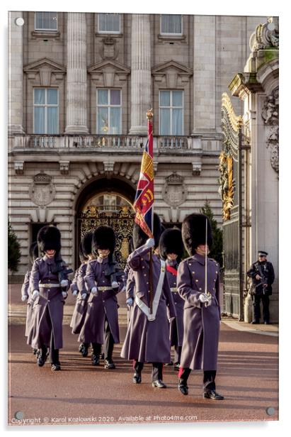 Changing of the Guard at the Buckingham Palace in London Acrylic by Karol Kozlowski
