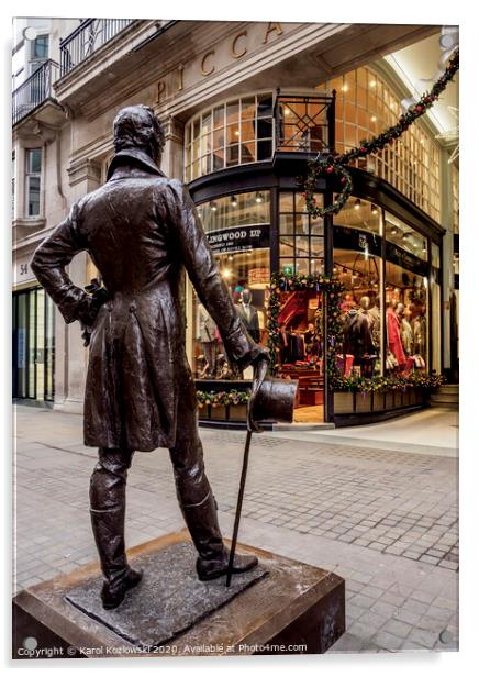 Beau Brummell Monument and Picadilly Arcade in London Acrylic by Karol Kozlowski