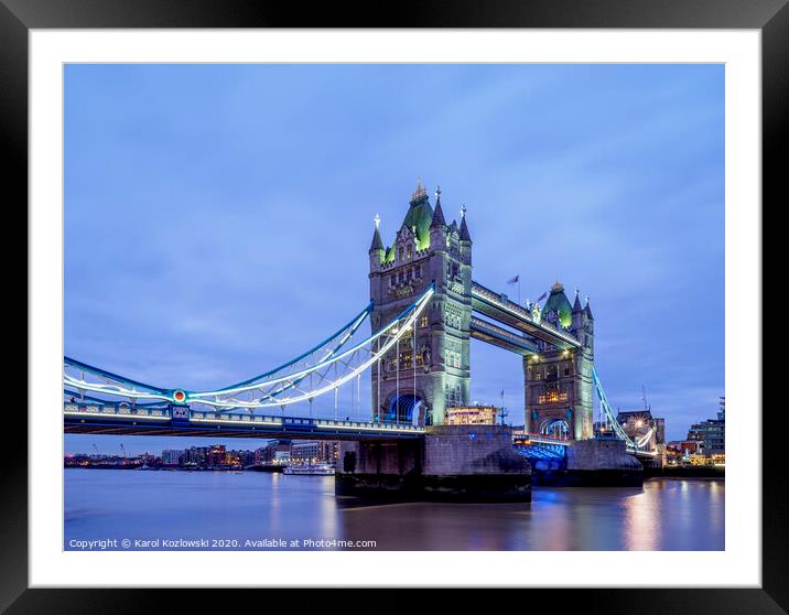 Tower Bridge in London Framed Mounted Print by Karol Kozlowski