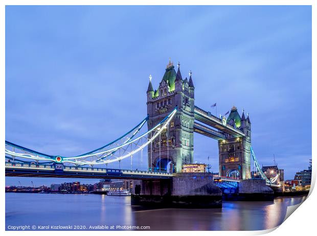 Tower Bridge in London Print by Karol Kozlowski