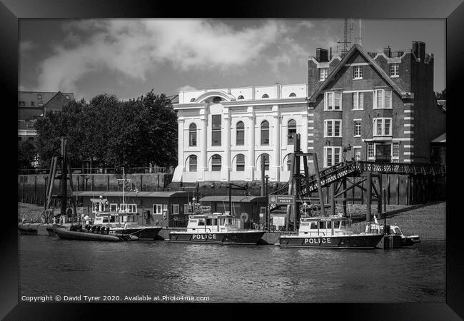 Thames River Police - Wapping, London Framed Print by David Tyrer