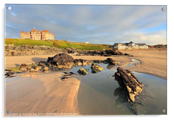 Rocky Shore (Fistral Newquay) Acrylic by Andrew Ray