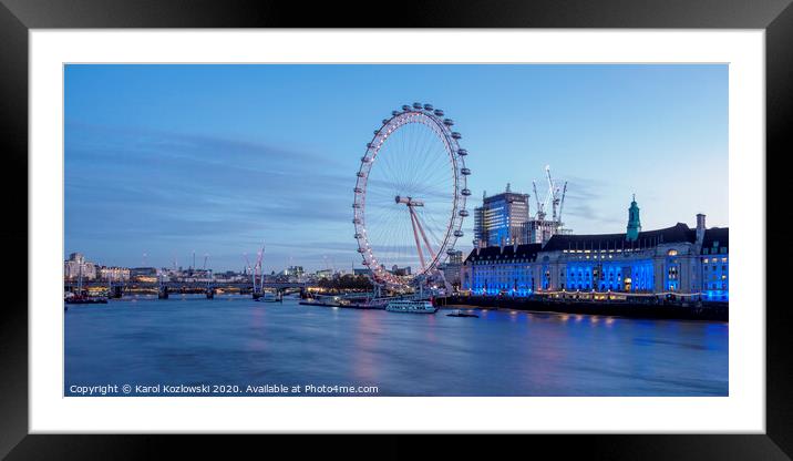 London Eye Framed Mounted Print by Karol Kozlowski
