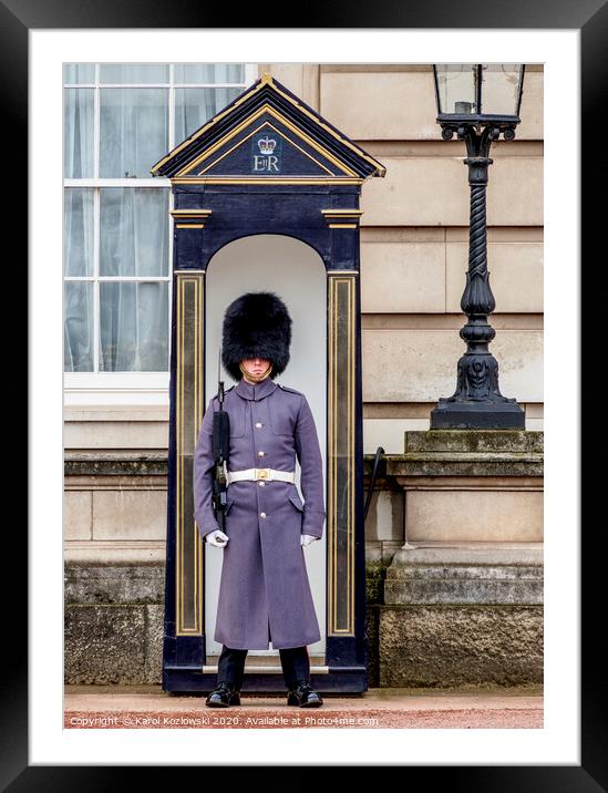Guard at Buckingham Palace in London Framed Mounted Print by Karol Kozlowski