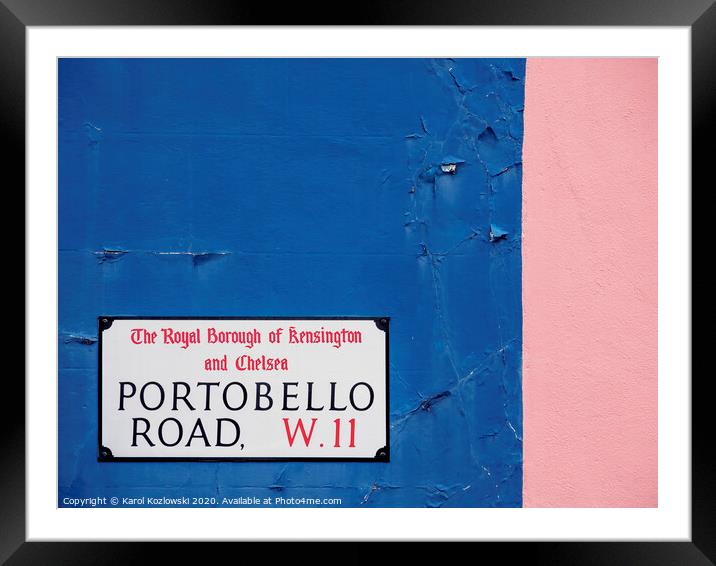 Portobello Road, Notting Hill, London Framed Mounted Print by Karol Kozlowski
