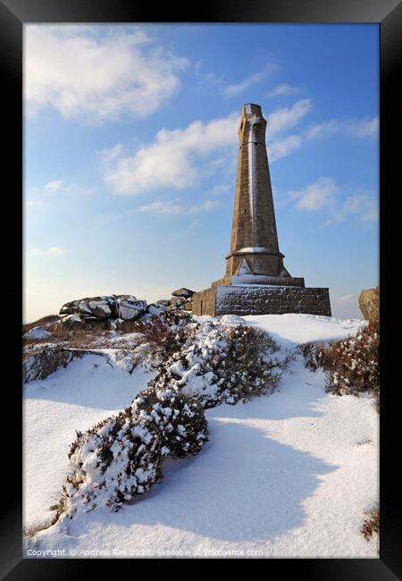Bassett Monument in the Snow Framed Print by Andrew Ray