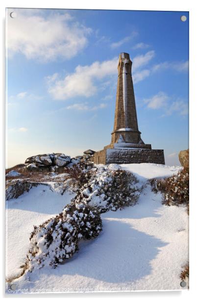 Bassett Monument in the Snow Acrylic by Andrew Ray