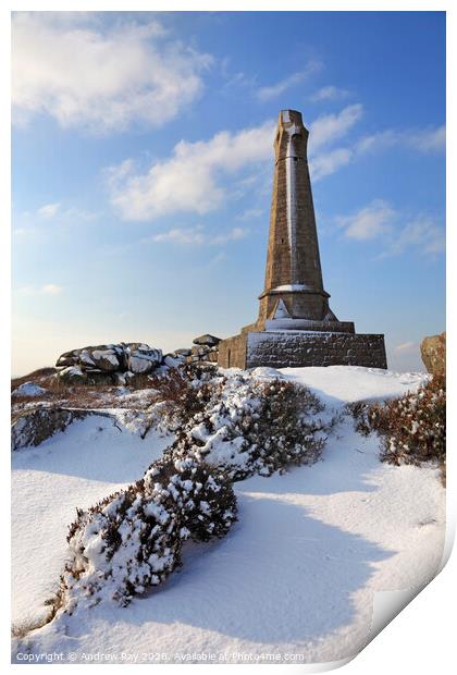 Bassett Monument in the Snow Print by Andrew Ray