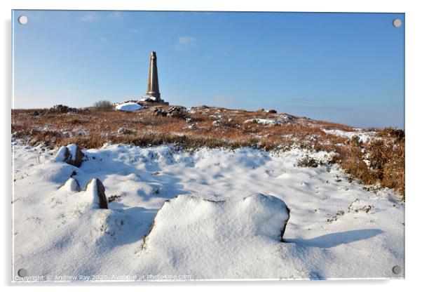 Snow on Carn Brea Acrylic by Andrew Ray