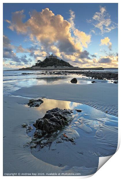 Receding tide (St Michael's Mount) Print by Andrew Ray