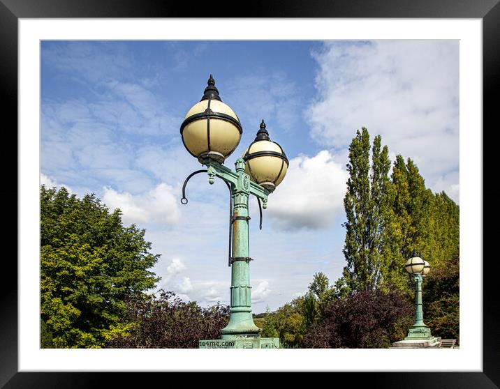 Steet lamps on Reading Bridge Framed Mounted Print by David Belcher