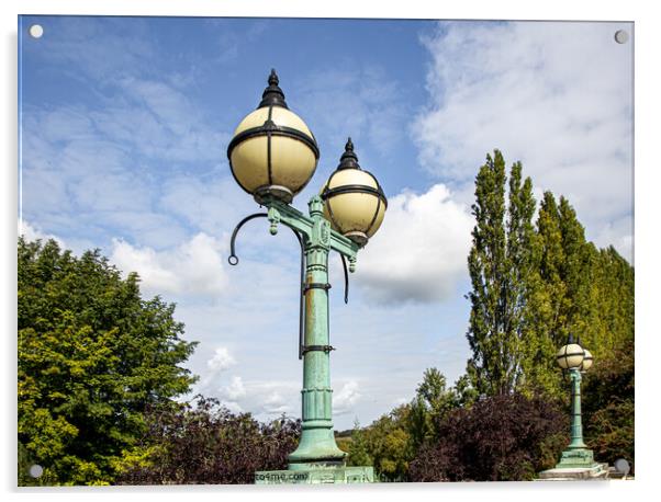 Steet lamps on Reading Bridge Acrylic by David Belcher