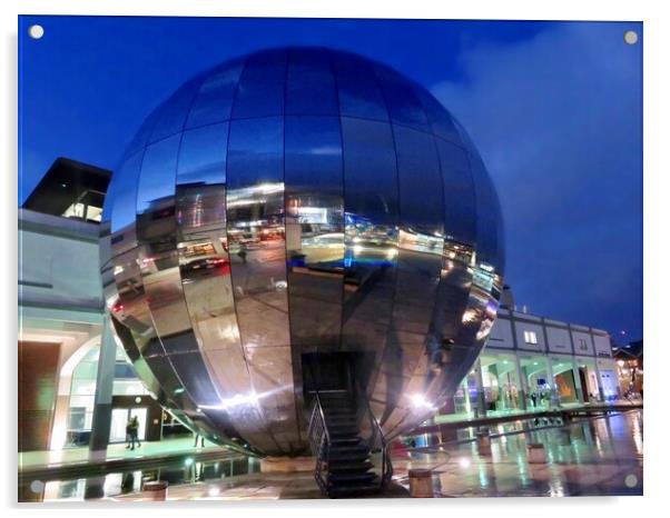 The Big Silver Ball. Bristol Planeterium Acrylic by Beryl Curran