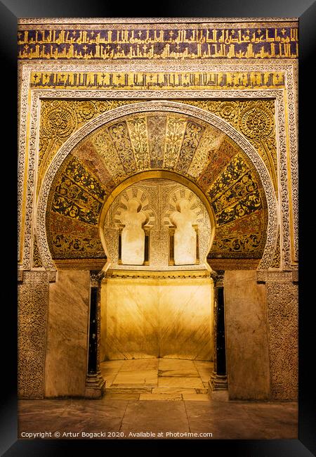 Mihrab in Great Mosque of Cordoba Framed Print by Artur Bogacki