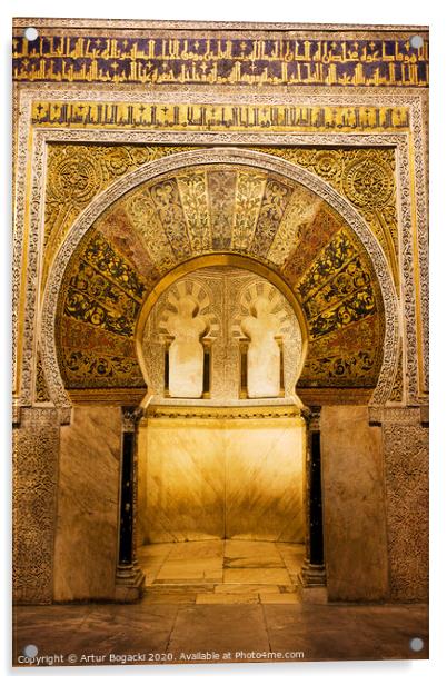 Mihrab in Great Mosque of Cordoba Acrylic by Artur Bogacki