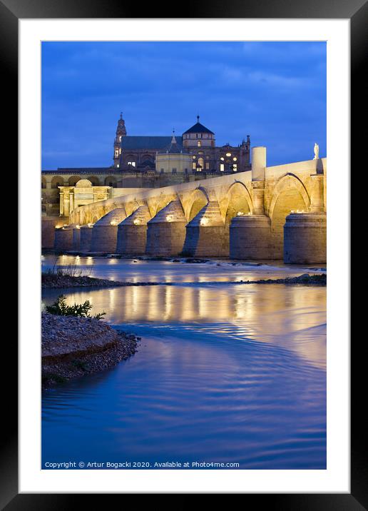 Roman Bridge on Guadalquivir River at Dawn Framed Mounted Print by Artur Bogacki