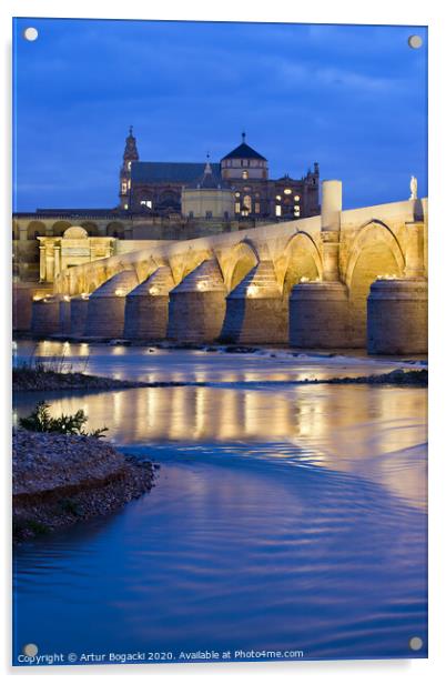 Roman Bridge on Guadalquivir River at Dawn Acrylic by Artur Bogacki