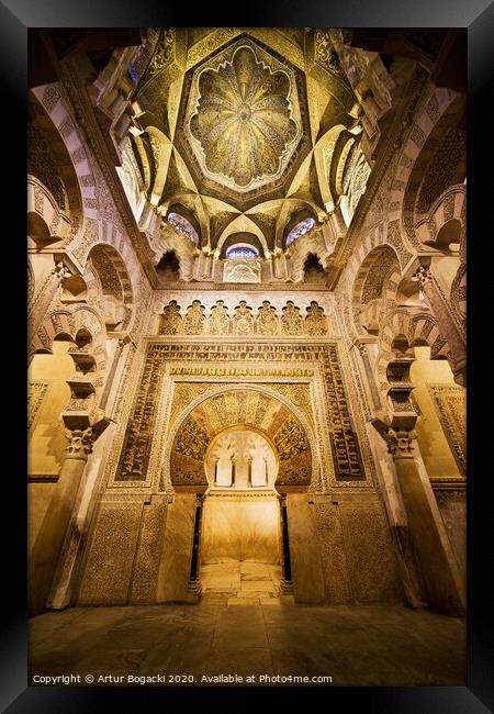 Mihrab and Ceiling of Mezquita in Cordoba Framed Print by Artur Bogacki