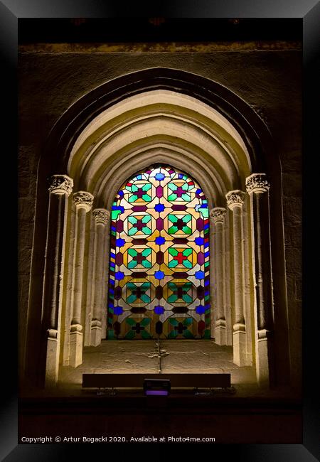 Stained Glass Window in Mezquita Framed Print by Artur Bogacki