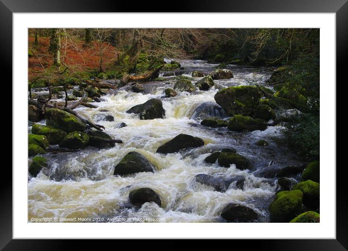 River at Dewerstone Framed Mounted Print by Stewart Moore
