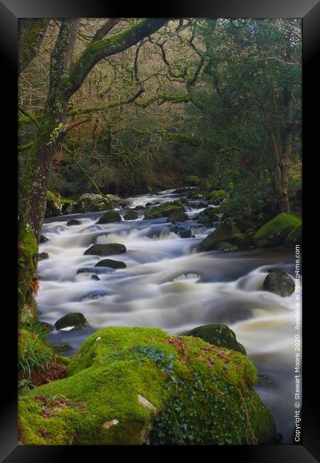 River at Dewerstone Framed Print by Stewart Moore